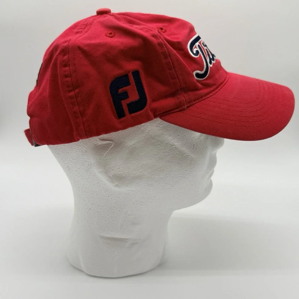 Titleist Pro V1 FootJoy FJ Hat Red Adjustable Strapback Golf Performance Cap